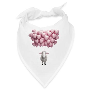 Schafwolle-Herzen zum Valentinstag auf der Weide - Bandana - Weiß - Vorne