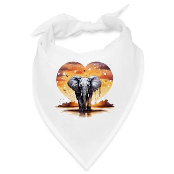 Elefantenherzohren Valentinstag Safari Romantik - Bandana - Weiß - Vorne