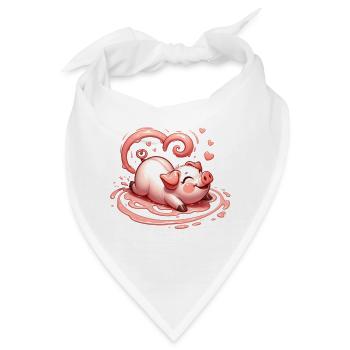 Schwein lockiges Herz Schwanz Valentinstag schlammige Liebe - Bandana - Weiß - Vorne
