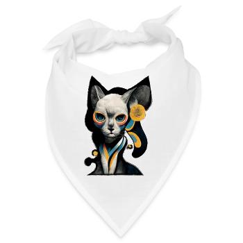 Sphynx Cat in Colorful Artistic Bizarre Strange - Bandana - Weiß - Vorne