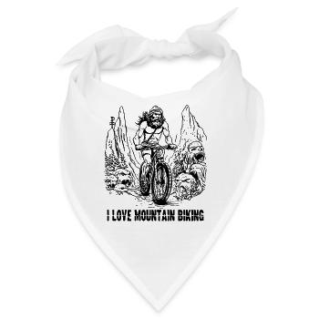 Steinzeit-Höhlenmensch: Ich liebe Mountainbiken - Bandana - Weiß - Vorne