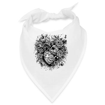 Stumpfes verrottetes Herz und Rosen - Bandana - Weiß - Vorne