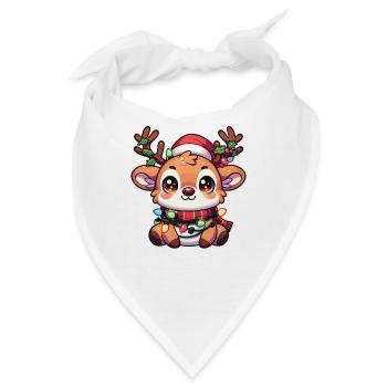 Weihnachtsmütze Weihnachten Lichterkette Reindeer - Bandana - Weiß - Vorne