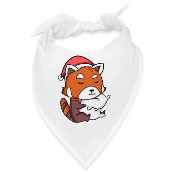 Westlicher Kleiner Panda Niedlich Müde Weihnachten - Bandana - Weiß - Vorne