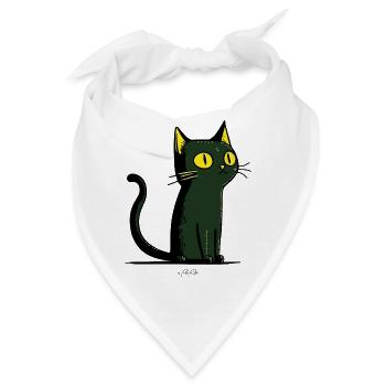 Grüne Cartoon-Katze - Bandana - Weiß - Vorne