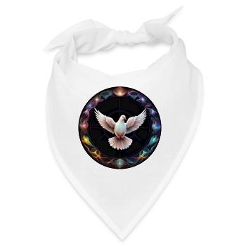 Friedens-Taube im Farbenzauber - Bandana - Weiß - Vorne