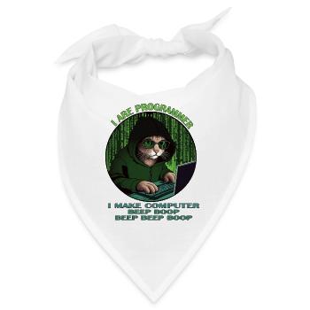 Ich bin Programmierer, grün, Programmierkatze - Bandana - Weiß - Vorne