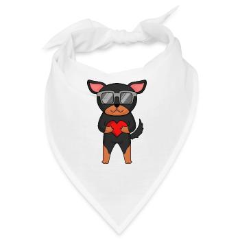 Hund mit Herz und Brille - Lancashire Heeler - Bandana - Weiß - Vorne