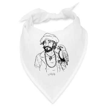 Attraktiver Pirat mit Papagei - Bandana - Weiß - Vorne