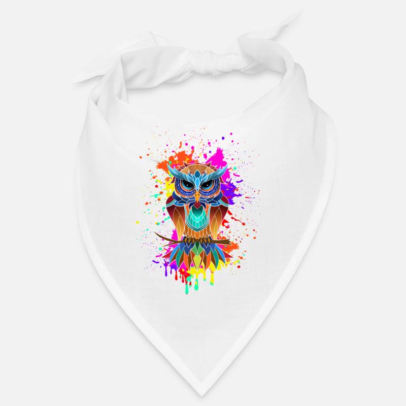 Eulenmandala - Bandana - Weiß
