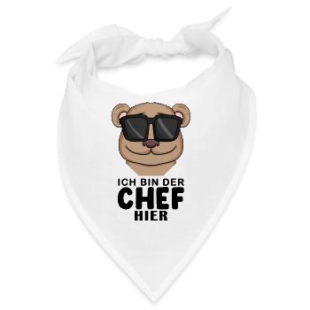 Chef Spruch mit Bär Motiv - Bandana - Weiß - Vorne