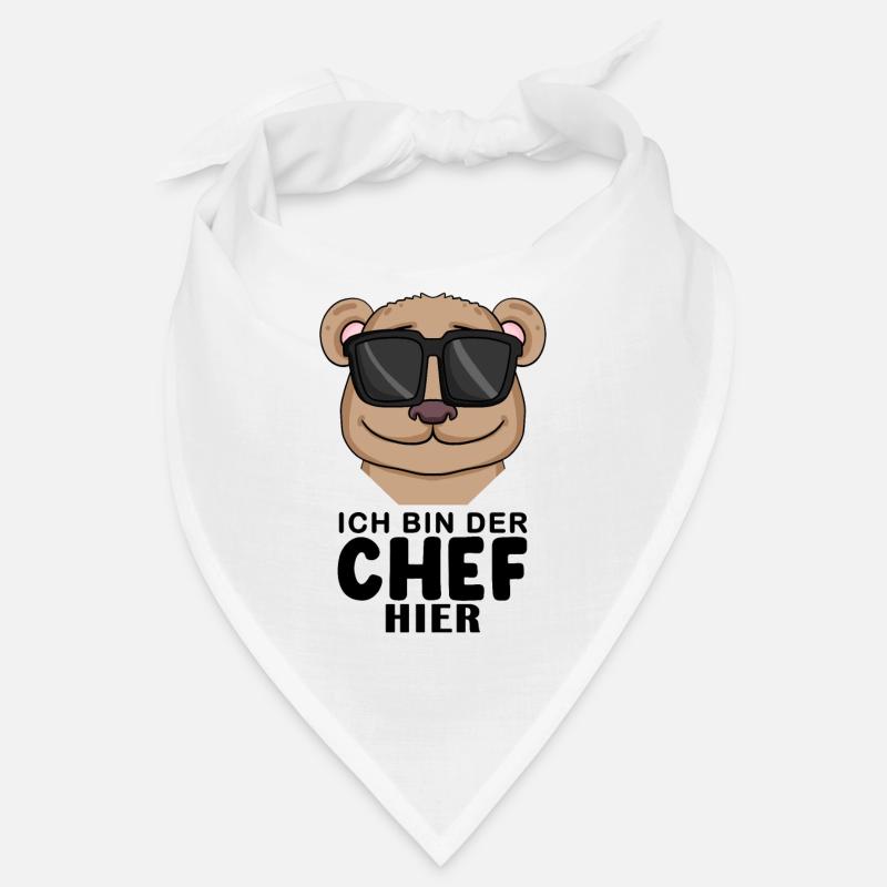 Chef Spruch mit Bär Motiv - Bandana - Weiß