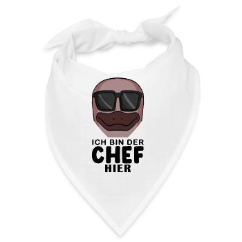Chef Spruch mit Schnabeltier Motiv - Bandana - Weiß - Vorne