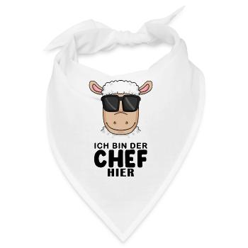 Chef Spruch mit Schaf Motiv - Bandana - Weiß - Vorne