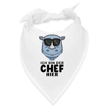Chef Spruch mit Nashorn Motiv - Bandana - Weiß - Vorne