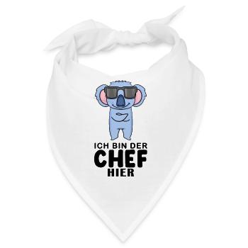 Chef Spruch mit Koala Motiv - Bandana - Weiß - Vorne