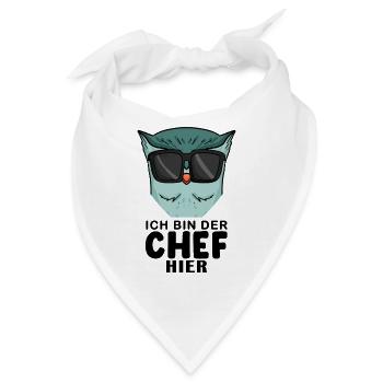 Chef Spruch mit Eule Motiv - Bandana - Weiß - Vorne
