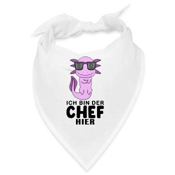 Chef Spruch mit Axolotl Motiv - Bandana - Weiß - Vorne