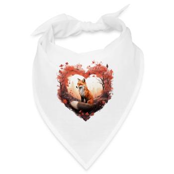 Fuchsschwanz Herz Valentinstag Waldromanze - Bandana - Weiß - Vorne