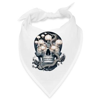 Laterne beleuchteter Totenkopf Shirt Chinesischer Drache Tanz T-Shirt - Bandana - Weiß - Vorne