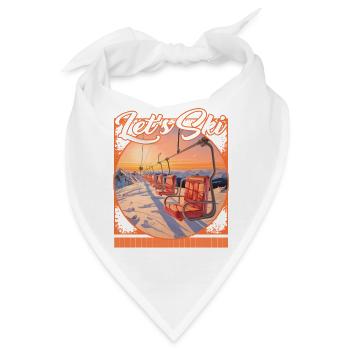 Let's Ski Vintage Skilift Sonnenuntergang Hintergrund - Bandana - Weiß - Vorne