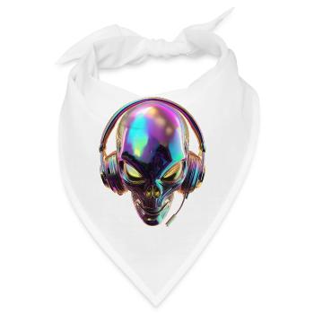 Chromatischer Alien-Kopf mit Kopfhörern - Bandana - Weiß - Vorne