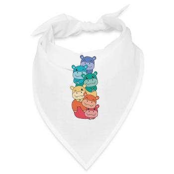 Regenbogen Hippo süße bunte Hippo für Kinder - Bandana - Weiß - Vorne