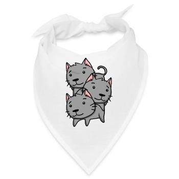 Katze Katzen - Bandana - Weiß - Vorne