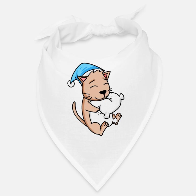 Chat avec oreiller et bonnet somnolent Bandana