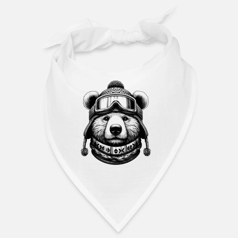 Bear with ski goggles loves snowboarding and skiing Bandana