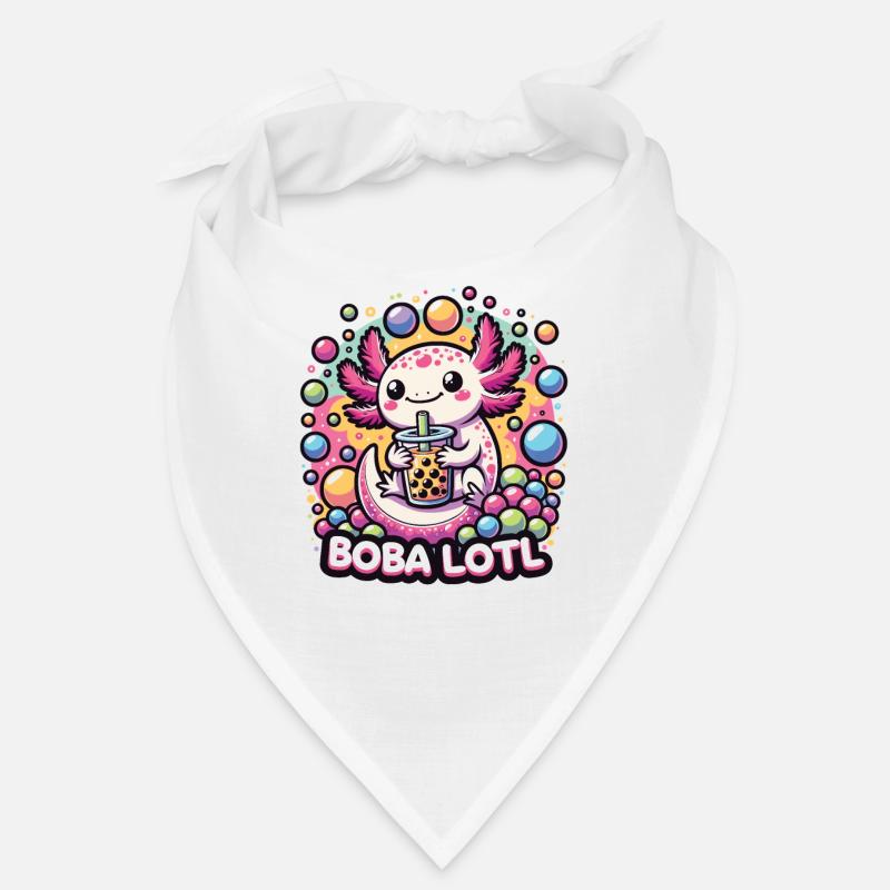 Kawaii Axolotl Bubble Tea Boba Axolotl Bandana