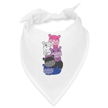 Genderfluid Flag Pride LGBTQ süße Hippo - Bandana - Weiß - Vorne