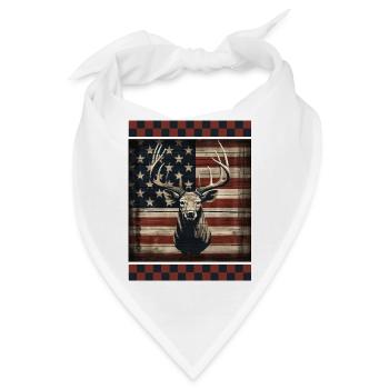 Gealtertes Holz, amerikanische Flagge, Wald-Camouflage-Hirschmarke - Bandana - Weiß - Vorne