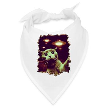 Lustiges ausgeschnittenes 3D-Katzen-Selfie-UFO hinter dem - Bandana - Weiß - Vorne
