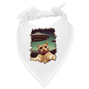 Lustiger ausgeschnittener Katzen-Selfie-UFO-3D-Effekt - Bandana - Weiß - Vorne