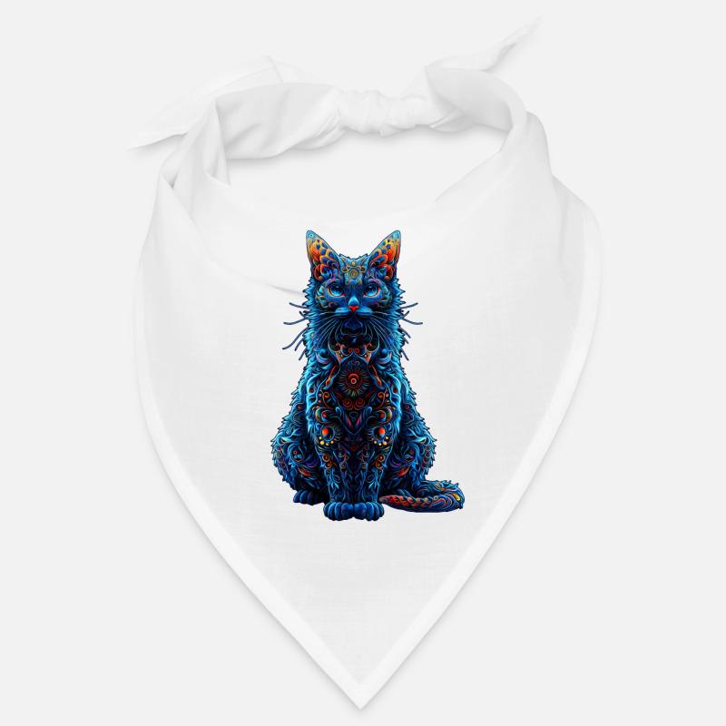Intricate Psychedelic Fractal Cat Rave Mushroom Bandana