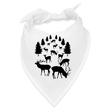 Hirsche, Rehe, Rotwild, Damwild, Hirsch, Rehbock - Bandana - Weiß - Vorne