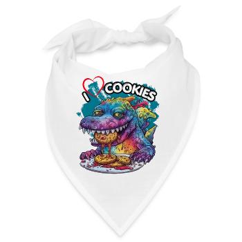 I LOVE COOKIES, Monster, Essen, Spaß, Fun, Kekse, - Bandana - Weiß - Vorne