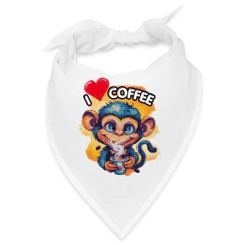 I LOVE Coffee, Genuss, Koffein, Kaffeeliebe, Spaß, - Bandana - Weiß - Vorne