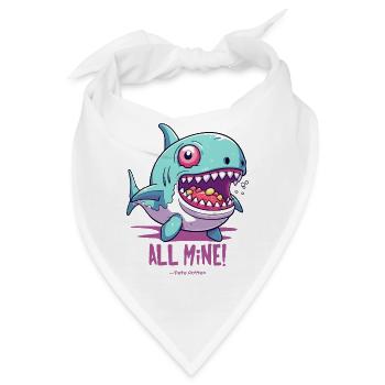 Ich esse alle Süßigkeiten, der "Alles-meins"-Hai - Bandana - Weiß - Vorne