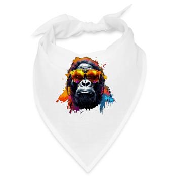 DJ Affe Kopfhörer Sonnenbrille Musik Party Affen - Bandana - Weiß - Vorne