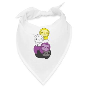 Nonbinary Flag Pride LGBTQ süßer Faultier Haufen - Bandana - Weiß - Vorne
