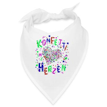 Konfetti im Herzen für Karneval oder Fasching - Bandana - Weiß - Vorne
