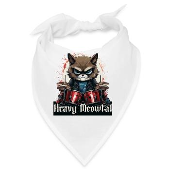 Heavy Metal Headbanger present Schlagzeuger Katze - Bandana - Weiß - Vorne