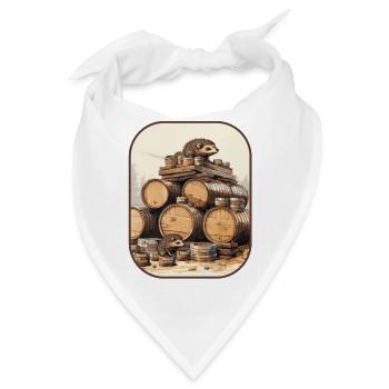 Sake Barrel Igel Tipsy Adventures T-Shirt - Bandana - Weiß - Vorne