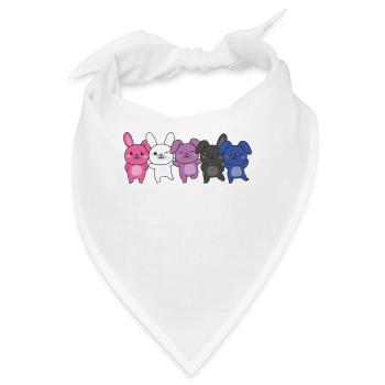 Genderfluid Flag Pride LGBTQ süßer Hasen Haufen - Bandana - Weiß - Vorne