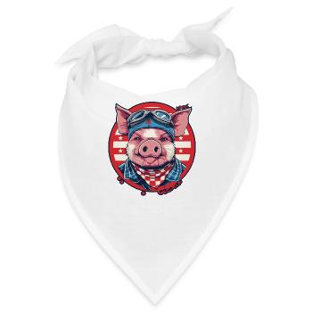 Aviator Pilot, ein fliegendes Schwein - Bandana - Weiß - Vorne