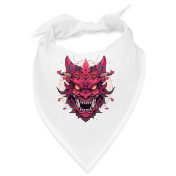 Japanischer Hannya Dämon Samurai Warrior Oni Maske - Bandana - Weiß - Vorne