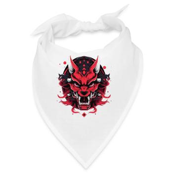Japanischer Hannya Dämon Samurai Warrior Oni Maske - Bandana - Weiß - Vorne