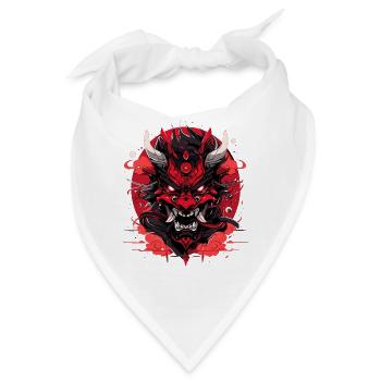 Japanischer Hannya Dämon Samurai Warrior Oni Maske - Bandana - Weiß - Vorne